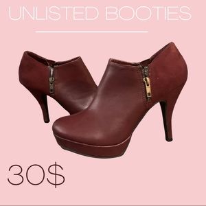 Burgundy Booties With Zipper Unlisted Size 9